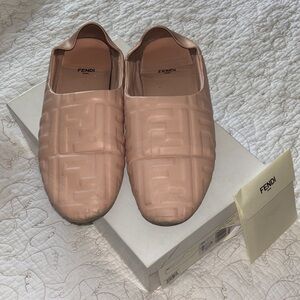 Fendi Rose Quarz Embossed FF Slip-On Loafers